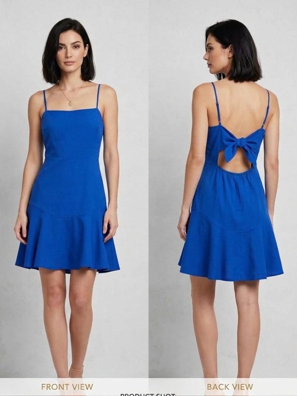 NWT Express royal blue square neck bow back mini dress, size S